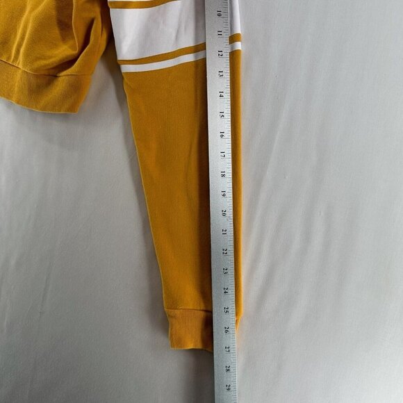 Guess Cropped Sweater Women Sz L Quarter Zip Spellout Pullover Activewear Yellow - Picture 10 of 12